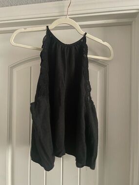 Kendall & Kylie Black Lace-Trim Halter Cami